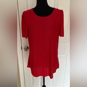 Chic Red Eyelet Women's Blouse